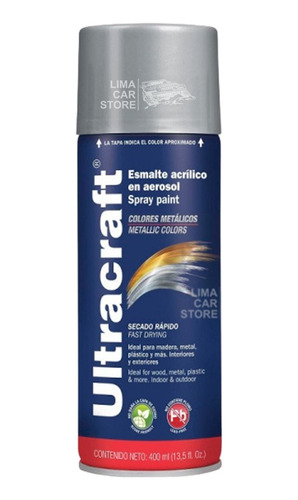 Pintura Spray Plateado Plomo 400ml Madera Metal Plastico