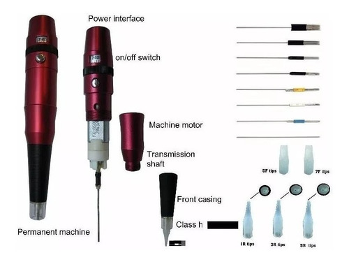 Pen, Dermografo Micropigmenta + 5 Agujas + 5 Tips #tattoo 