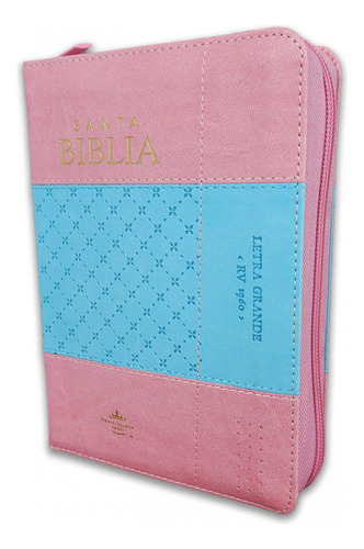 Biblia Rvr1960 Iconic Rosa Azul Im Piel Índice Cierre 12pt