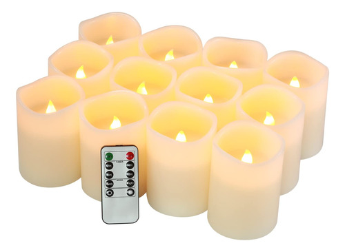 Velas Sin Llama  Funciona Con Pilas  Juego De 12 Velas Led D