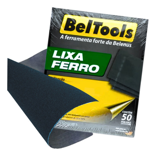 50 Folhas Lixa Ferro Metal Massa Auto. Grão 80 Beltools