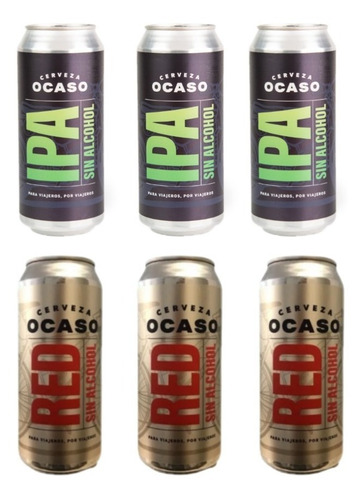 Cerveza Sin Alcohol Ipa Y Red Ale X 6 Latas 473ml Ocaso