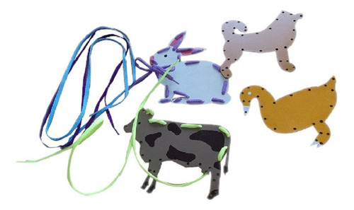 Brinquedo Educativo - Kit Para Alinhavo Animais - Kakareco