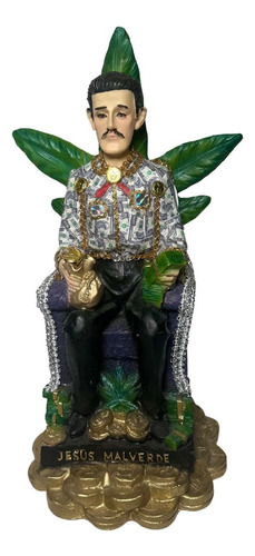 Imagen Figura Jesus Malverde Sentado De Resina Fina Dolares