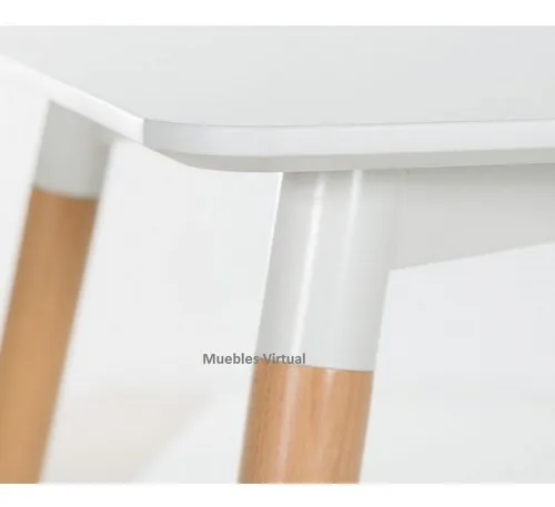 Mesa Rectangular Eames 160 X 090 Grande Madera Blanco Y Negr