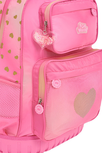 Mochila Con Carro Base De Goma Fun World 18'' Lovely Fw Color Rosa Diseño De La Tela Estampado