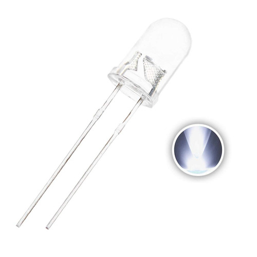 Kit 100 Peças Led Branco Alto Brilho 5mm Forte 18000 Mcd 