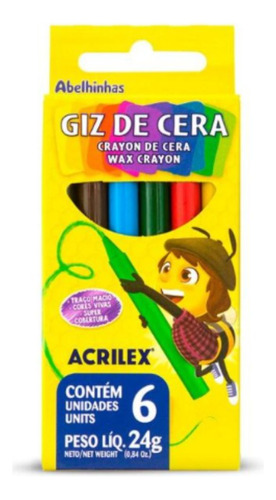 Giz De Cera Com 6 Cores Acrilex