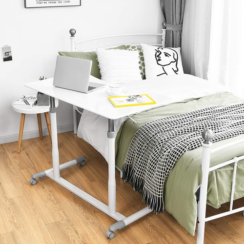 Mesa Compacta De Altura Ajustable Con Ruedas - Blanco