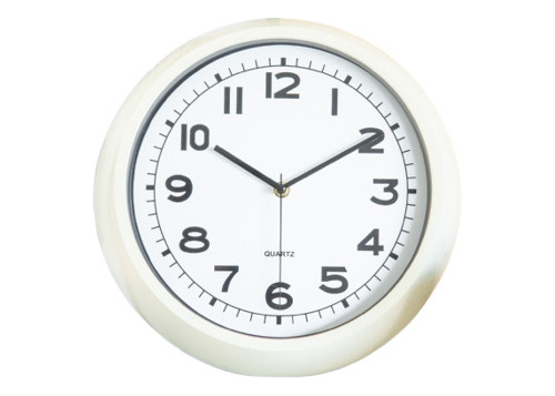 Reloj Pared Pl Marco Beige Fondo Blanco 30cm Diam C/minutero