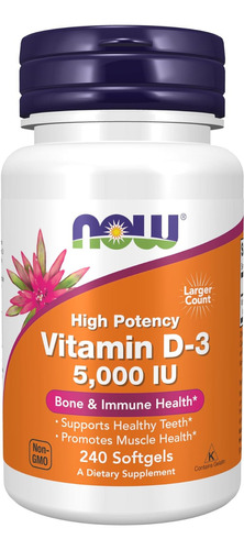 Vitamina D3 5,000 Iu 240 Capsulas Blandas De Usa