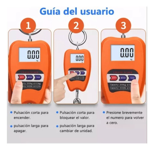 Lcd Báscula Industrial Digital Colgante 200kg, Kg /lb/ N Naranja Oscuro