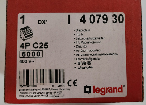 Interruptor Automatico 4p 25a Cruv C 10ka Ref 407930 Legrand