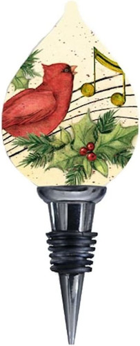 Neqwa Art Holiday Music Wine Stopper By Artist Susan Winget