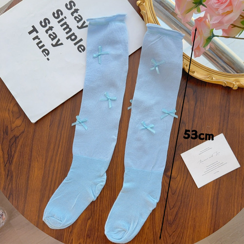 Calcetines Largos De Verano Para Mujer, Medias Con Lazo, Cal