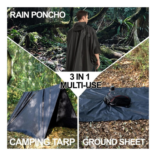 Capa De Lluvia Militar Impermeable 3 En 1 Con Capucha For