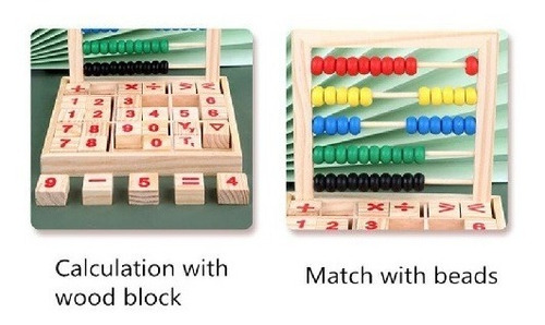 Juego Didáctico Abaco Matemático + 30 Bloques Números Madera