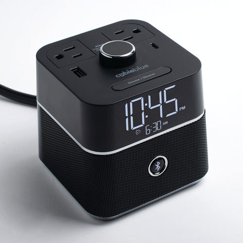 Cubieblue. Reloj Despertador Recargable Con Bocina Bluetooth