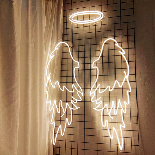 Letrero Neon Ala Angel Para Decoracion Pared 29.5 X 24.6 