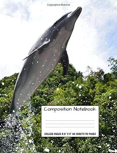 Composition Notebook College Ruled Dolphin Water Cute Compos