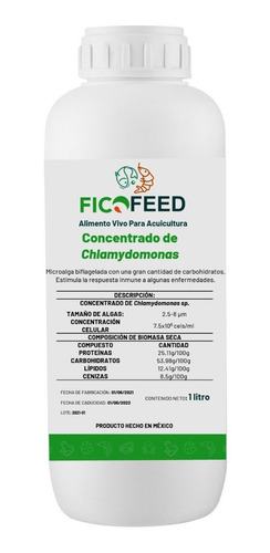 Ficofeed, Alimento Vivo, Concentrado De Chlamydomonas 1 Lt.