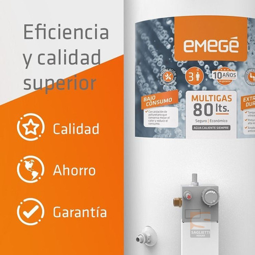 Imagen 4 de 10 de Termotanque Gas Emege 80 Litros Ttq80em 10 Años Garantía