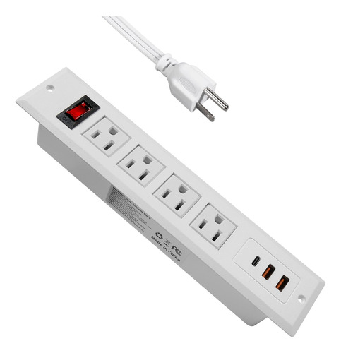 Recesado Power Strip Tipo C 20w Pd Fast Charge Desk Power Ou