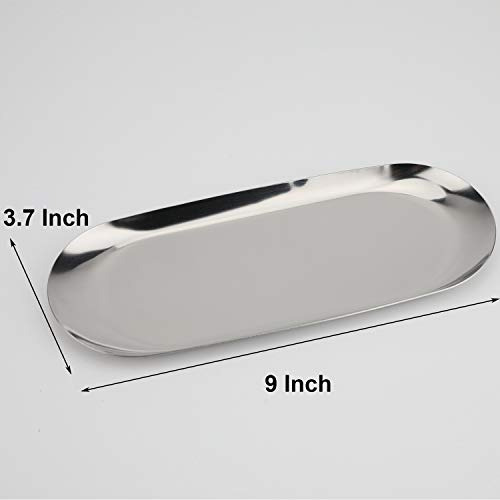 Bandeja Decorativa Acero Inoxidable, Set 2, 9puLG Joyero Org