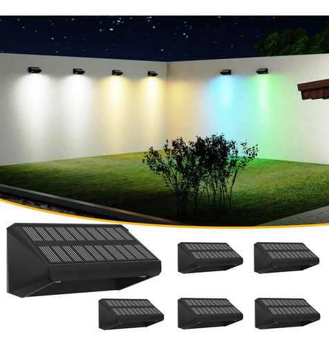 Royana Luces Solares Para Valla Rgb, 8 Colores, Paquete De 6