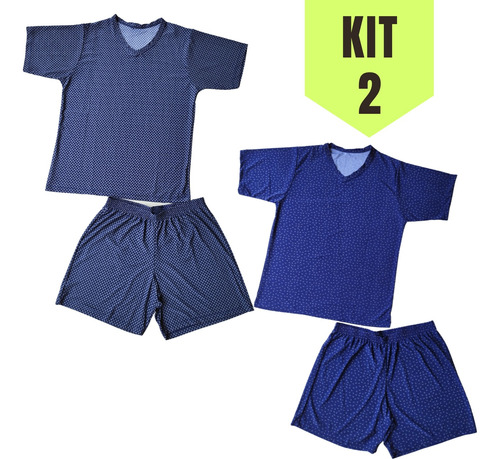 Kit 2 Pijamas Manga Curta Liganete Masculino Adulto Dormir