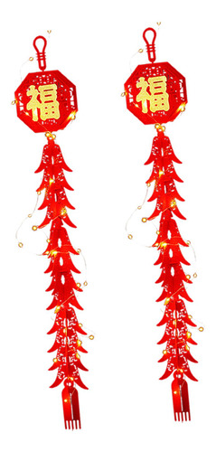 2 Piezas Led Año Nuevo Chino Colgante De Chile Personajes