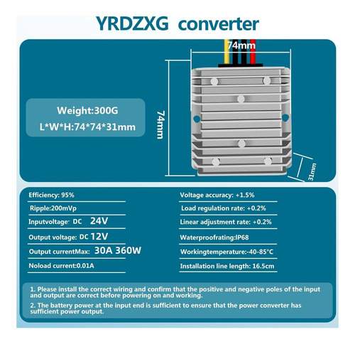 Convertidor De Paso Hacia Abajo De 12v 30a 360w Dc 24v A 12v