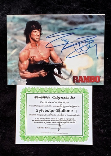 Sylvester Stallone Rambo Firma En Foto De 5x7