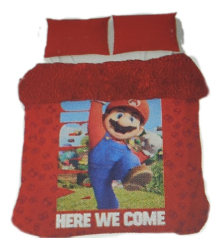 Cobertor Con Borrega De Mario Bros Individual 