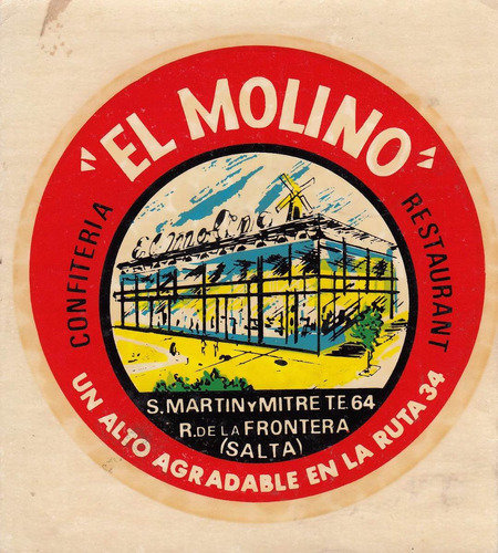 Sticker De Confiteria Restaurante El Molino Salta Argentina