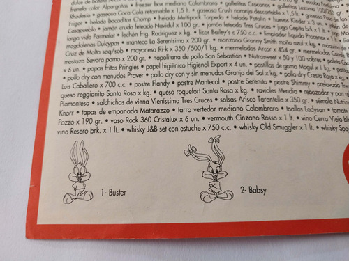 Antigua Publicidad 1990s Supermercado Disco Looney Tunes (Usado)