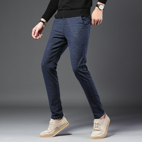 Pantalones De Vestir Casuales A Cuadros Para Hombre, Pantalo