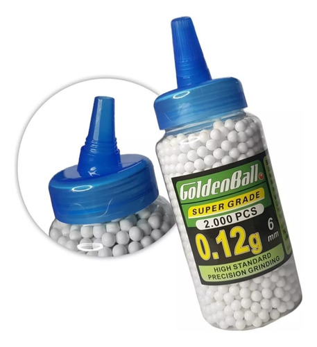 Balines Airsoft 6 Mm 0,12 Gramos X 2000 Pellets Bb Mamadera