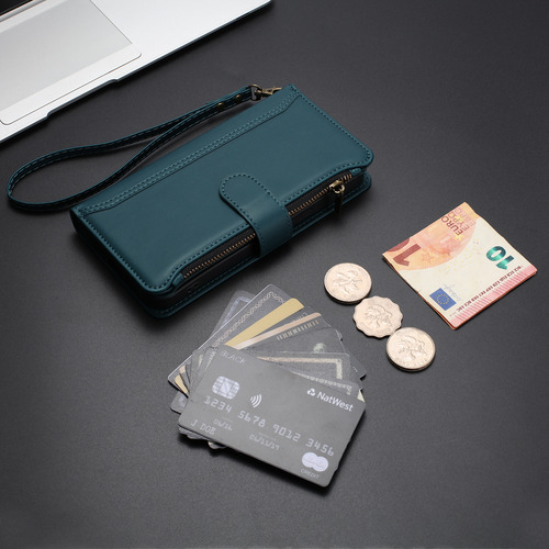 Funda Tipo Cartera De Piel Con Cierre De 9 Ranuras Para Realme Serie 6/7/8, 6 Colores, Correa De Muñeca, Desmontable, Función Atril