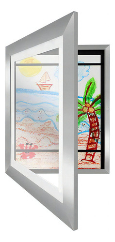 Portafolio De Dibujo Con Marcos De Arte Para Niños, Almacena Color Plateado