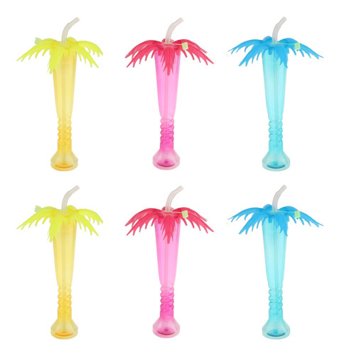 6set Tropical Palm Tree Luau Yard Cup Copa De Bebidas De