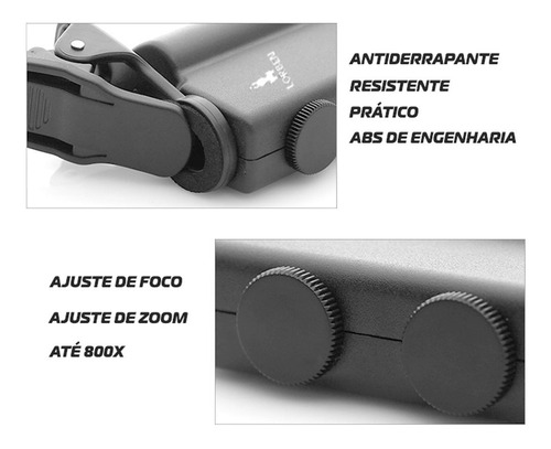 Imagem 5 de 10 de Microscopio Portatil Lupa Celular Zoom 800x Luz Uv E Branca
