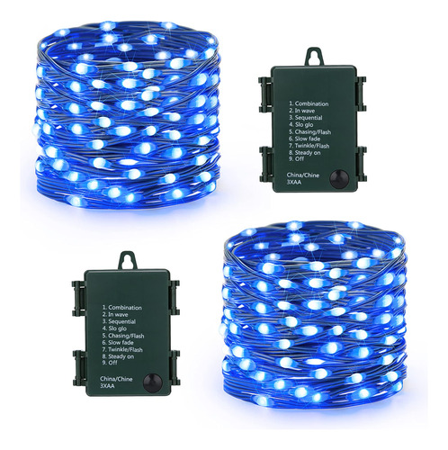 Brizled Luces De Hadas Azules, 50 Luces Led De Navidad De 17