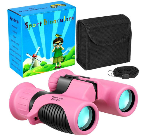 Binocular Qteclor, 8x21/rosa/para Ninos