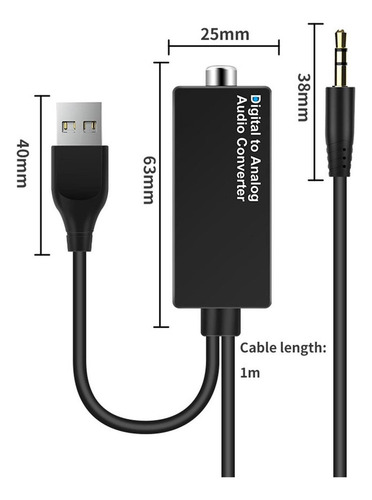 Cc Adaptador De Audio Convertidor Conector Óptica A 3,5 Mm