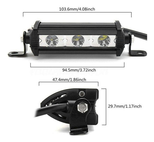 Barra Led Mini Slim 3led Dual Color +strobo Potente 2pcs