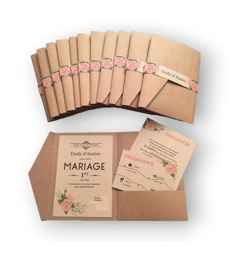 24 Tarjetas Invitación Matrimonio Sobre Ecológicas 2 Docenas