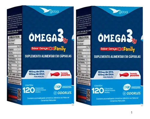 2x Ômega 3 Peixinho Kids-180 Epa-120 Dha -t.g Family-120caps