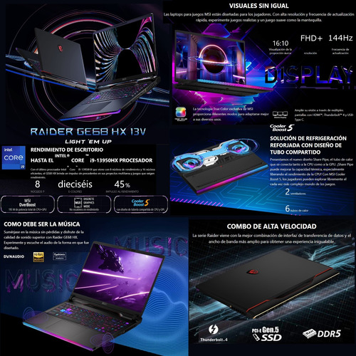 Imagen 9 de 10 de Notebook Gamer Msi Raider Ge68 16 I9 13º Rtx4060 32gb 1tbssd