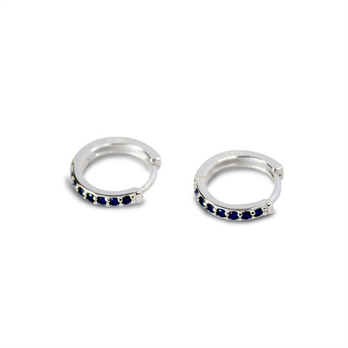 Aros Argolla Circón Azul 15mm Plata Fina 925